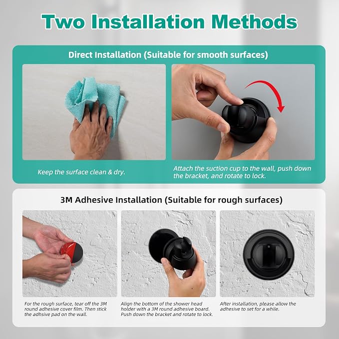 Hibbent Vacuum Suction Cup Shower Head Holder, Removable Showerhead Bracket - Image 7