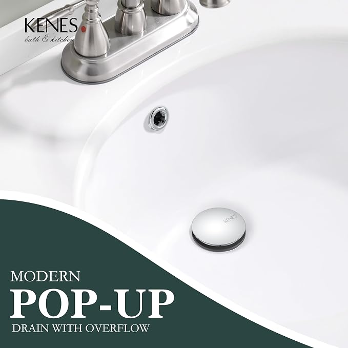 KENES Chrome Bathroom Pop Up Sink Drain - Image 2