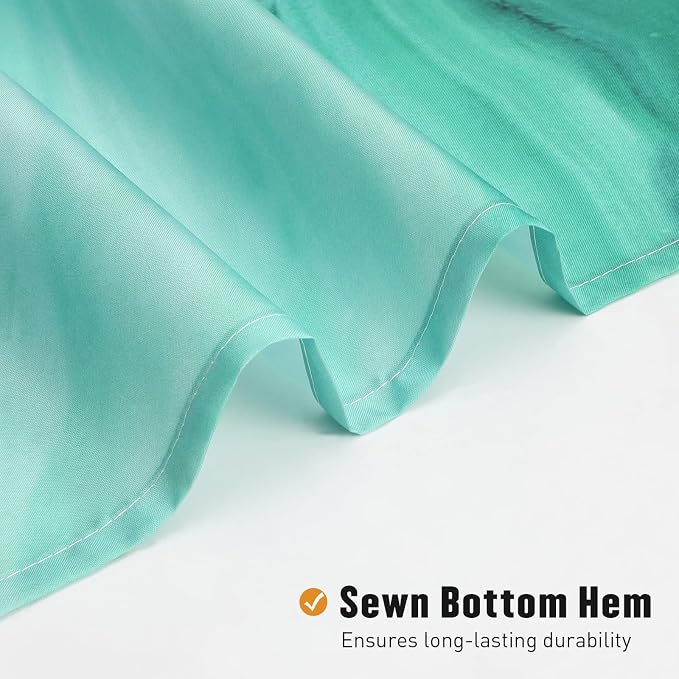 MitoVilla Teal Blue Marble Shower Curtain, Abstract Ombre Fabric Shower Curtains - Image 4