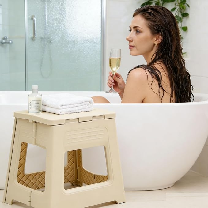 Foldable Shower Stool for Shaving Legs, Plastic Shower Foot Rest for Inside - Image 2