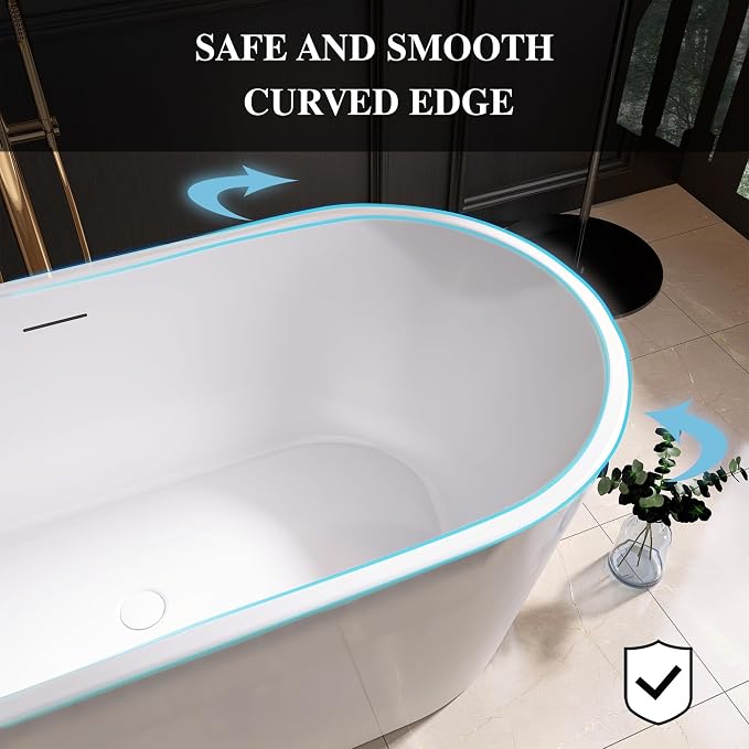 59" Acrylic Freestanding Bathtub, Free Standing Tub, Stand Alone Tub, Soaking - Image 4