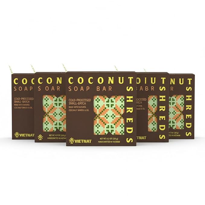 Coconut Shreds Soap Bar – Exfoliating & Moisturizing 2-in-1 Body Soap, Cold by VIETNAT