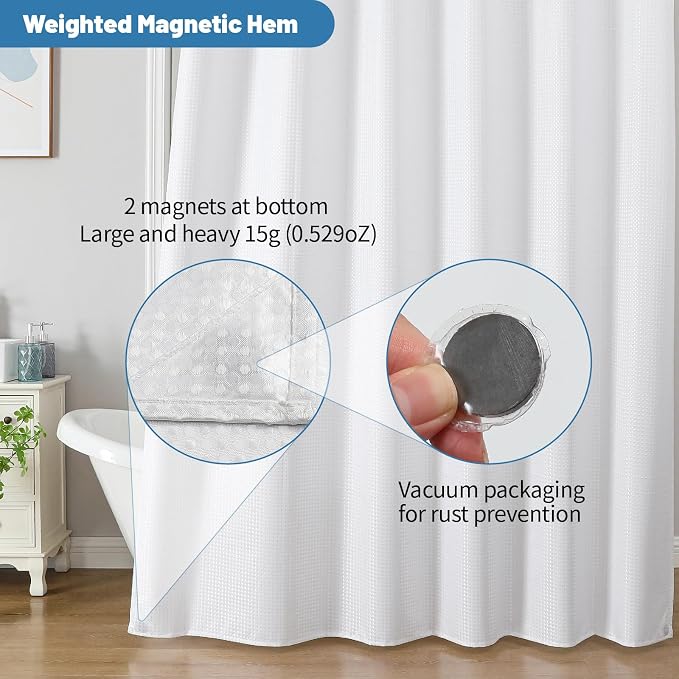 2-in-1 Waterproof Fabric Shower Curtain - Image 6