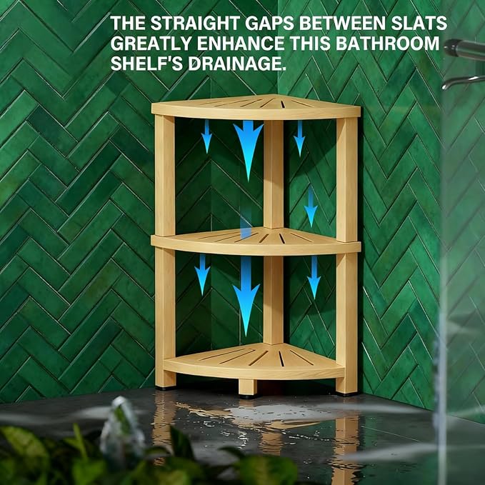 3-Tier Corner Shower Storage Stand, HIPS Shower Caddy Stand Shower Stool - Image 5
