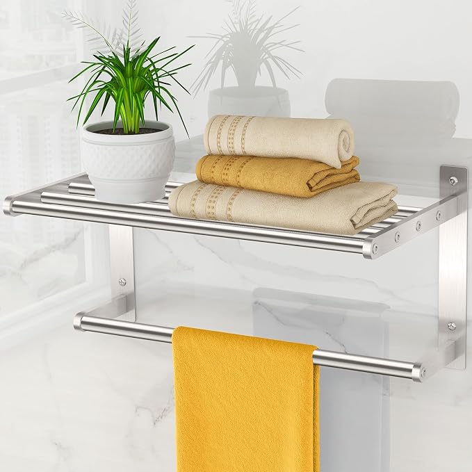 Towel Rack with Shelf 16", Metal Towel Racks by Bethom