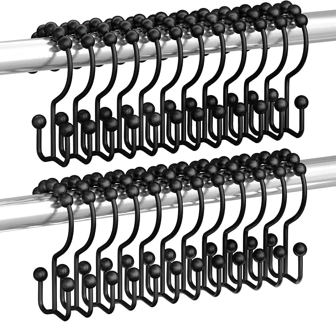 Titanker Shower Curtain Hooks Rings, Rust Resistant Metal Double Glide Shower by Titanker