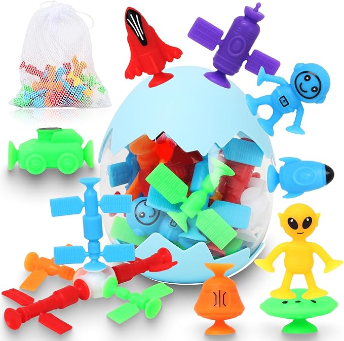 Suction Bath Toys for Kids, Silicone Suction Cup Toys, Sensory Window Building by Texviko