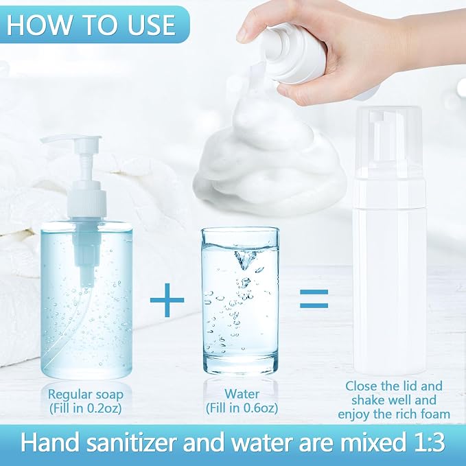 Foam Pump Bottle 150ml/5 oz Empty Plastic Foam Dispenser Pump Bottle Travel - Image 3