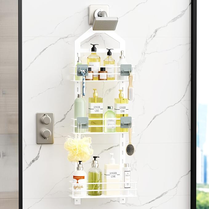 Orimade Adjustable Anti-slip Shower Caddy over Head, Rustproof Bathroom Hanging - Image 2