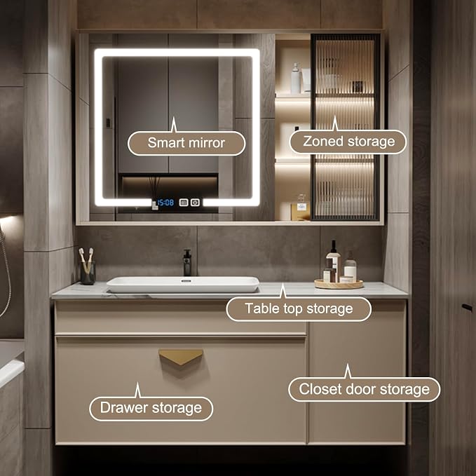 Bathroom Vanity with Sink - 40IN Floating Bathroom Vanity Include Smart LED - Image 4