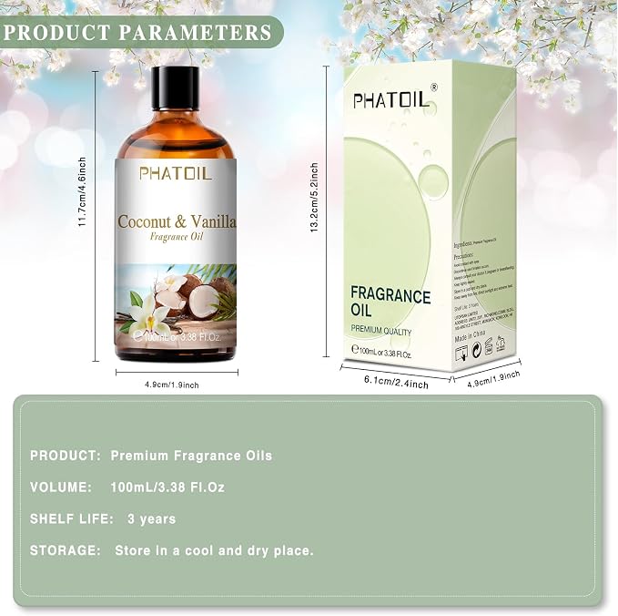 PHATOIL 3.38FL.OZ Coconut & Vanilla Fragrance Oils - Image 6