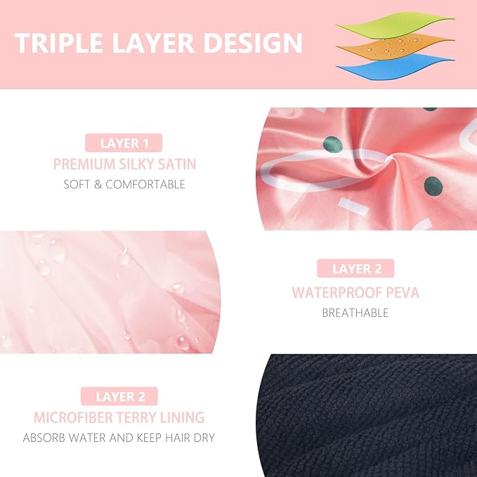 Aquior Shower Cap, Extra Large Triple Layer Bathing Cap - Image 7
