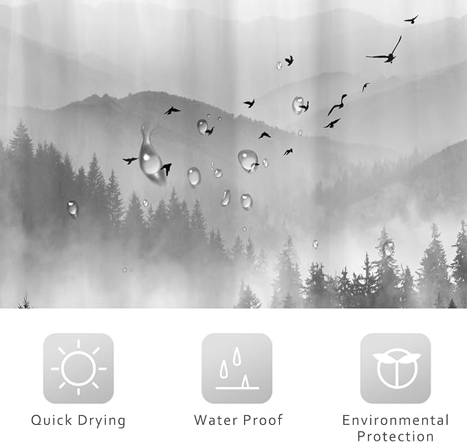 Riyidecor Black and White Shower Curtain 48Wx72H Inch, Stall Narrow Rv Small - Image 7