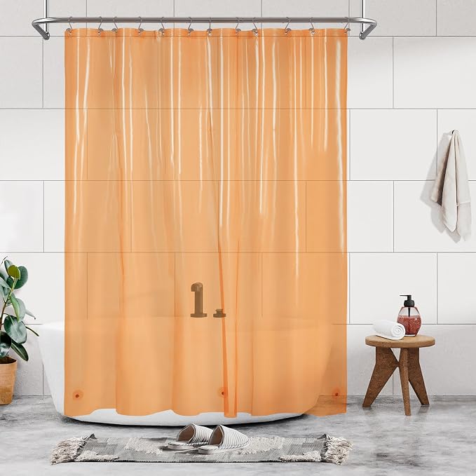 Barossa Design Clear Orange Shower Curtain Liner by BarossaDesign