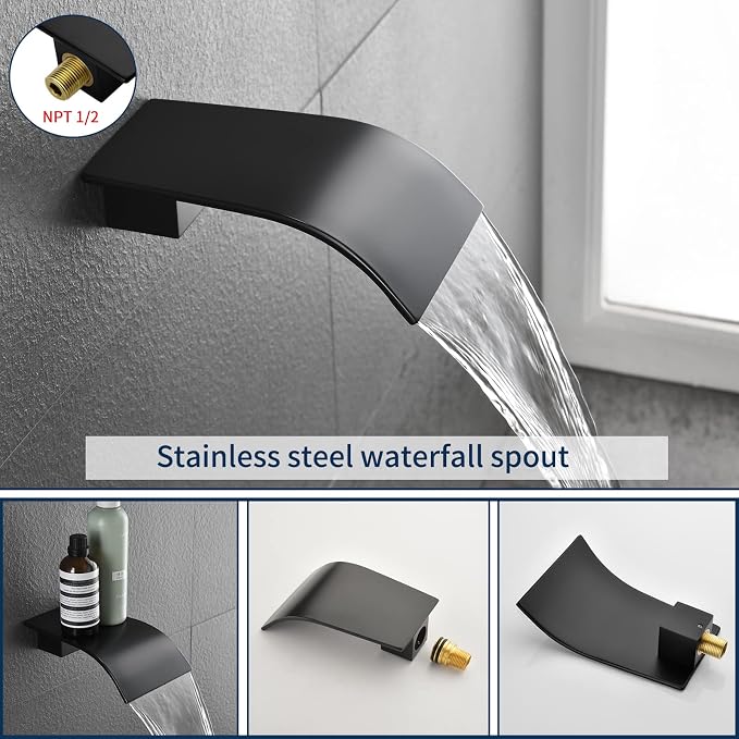 Tub Shower Faucet Combo Set Matte Black Shower Faucet Set - Image 4