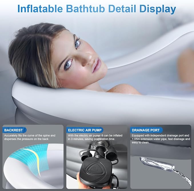 BINYUAN Inflatable Bathtub for Adults - Image 3