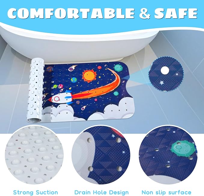 Baby Bath Mat for Tub Non Slip Kids Bathtub Mat Extra Long 40X16 Inch Toddler - Image 4