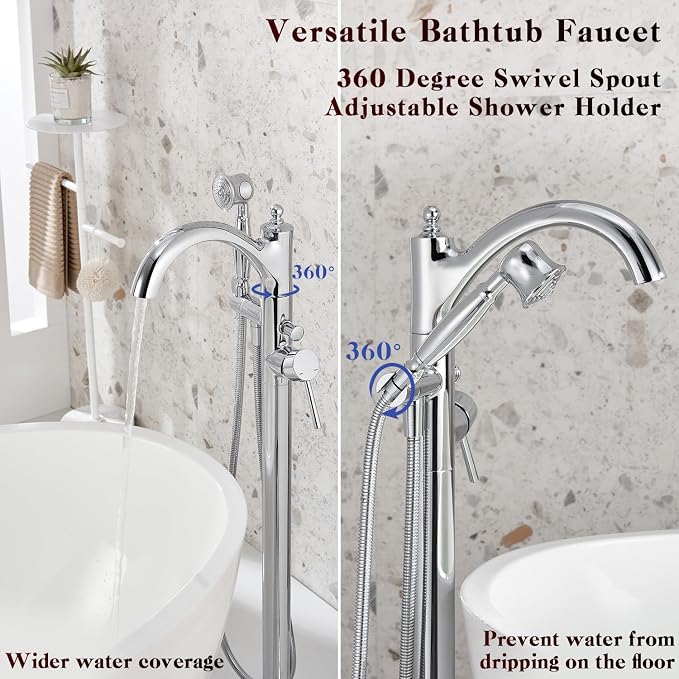 Free Standing Tub Faucet, Classic Freestanding Bathtub Faucet - Image 5