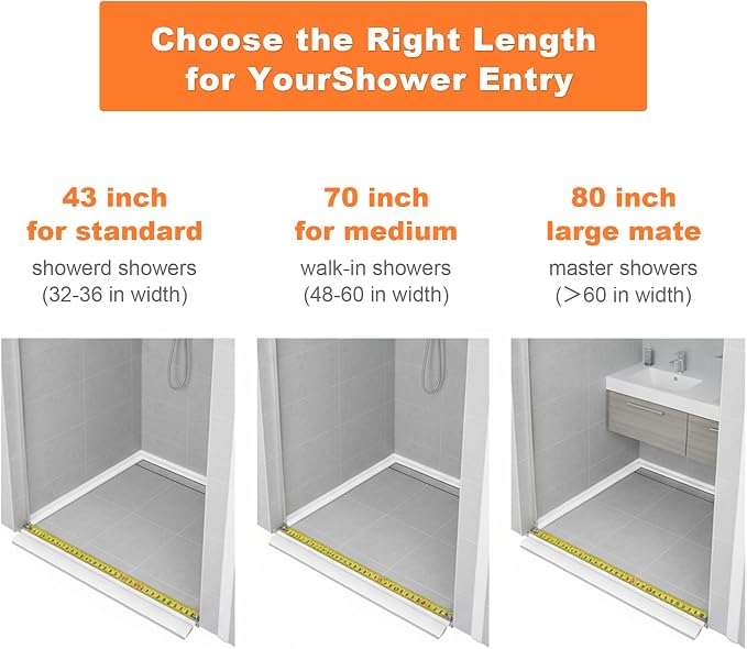 3.8'' High Shower Threshold Water Dam Collapsible Shower Water Splash Guard - Image 2