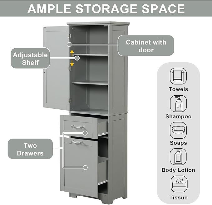 Favfurish 68" Tall Bathroom Storage Cabinet - Image 4