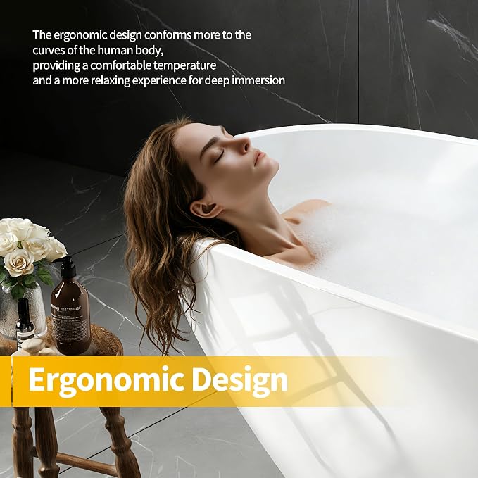 Bathtub with Upturned Ends, CUPC Chrome Drain and Overflow, Built-in Overflow - Image 6