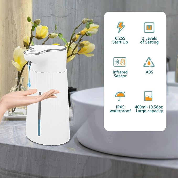 Automatic Liquid Soap Dispenser, 10.5oz/400ML Adjustable Wall Mount Touchless - Image 6