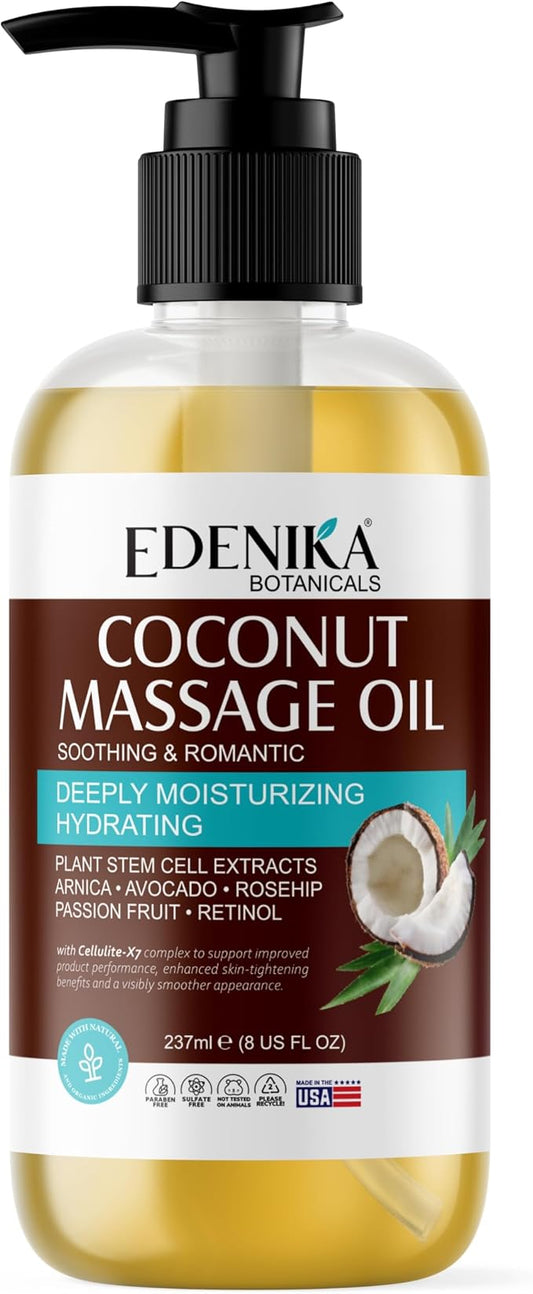 Tropical Coconut Massage Oil for Massage Therapy, Soothing Massage Oil by EdenikaBotanicals