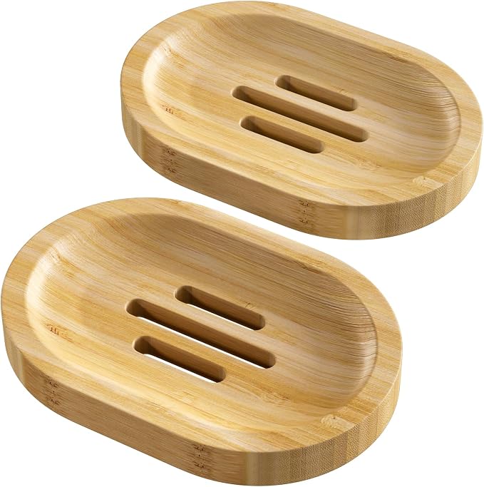 AmazerBath Bamboo Soap Holder, Bamboo Soap Dish, 2 Pack Soap Dishes - Image 7
