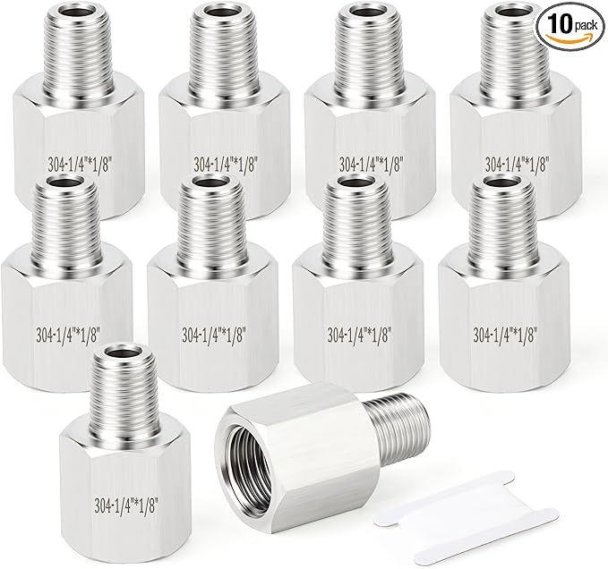 TAISHER 10PCS 304 Stainless Steel Pipe Fitting, 1/8" NPT Male x 1/4" NPT Female by TAISHER