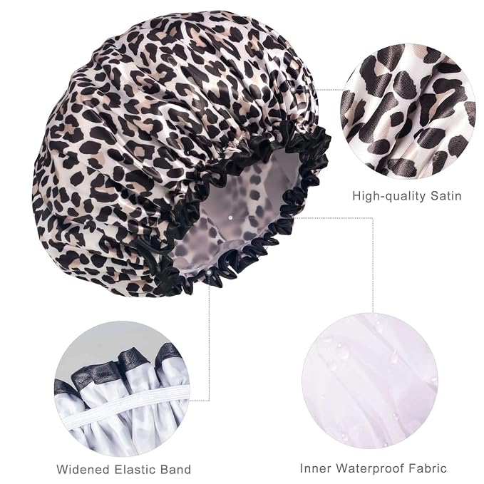 Aquior Shower Cap, Shower Cap for Women Reusable Waterproof, Large Bath Hair - Image 2