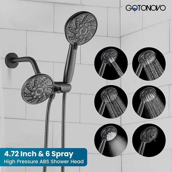 gotonovo Dual 2 in 1 Shower Head Kit High Pressure Combo System Shower Faucet 6 - Image 3