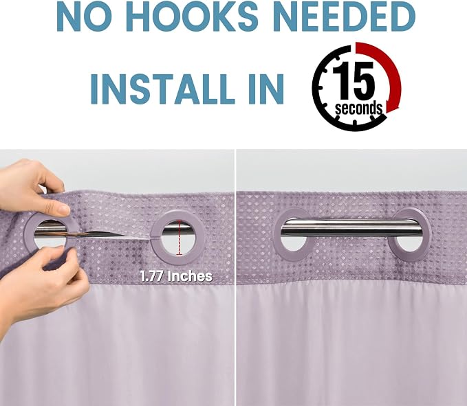 Lavender Long No Hook Shower Curtain - Image 3