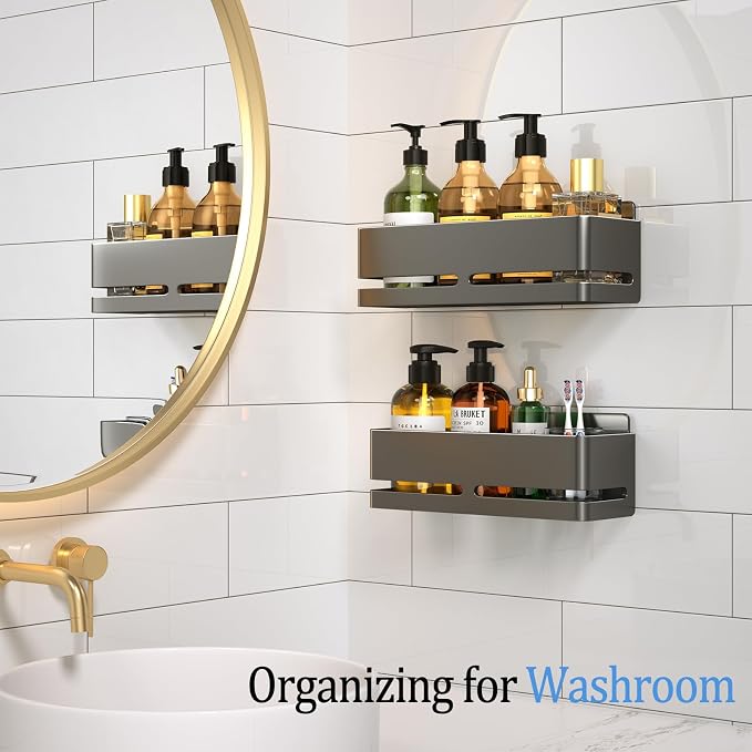 Shower Caddy, Heavy-Duty Bathroom Storage Shelf, Large Capacity No-Drill - Image 3