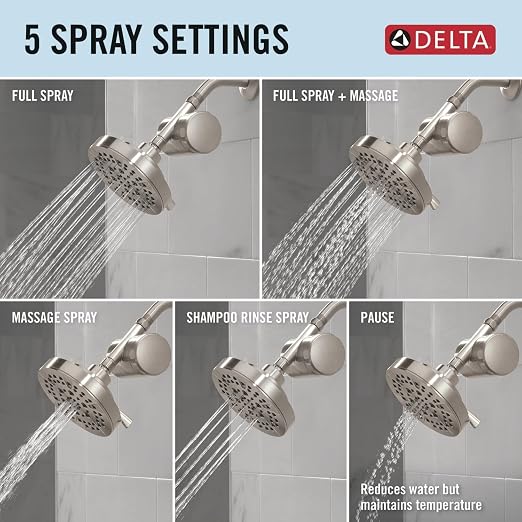 Delta Faucet 5-Setting Shower Head Brushed Nickel - Image 7