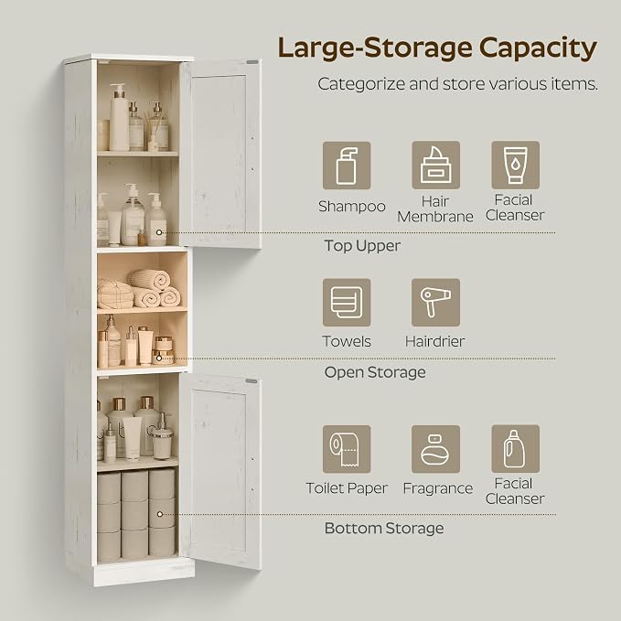 Tall Bathroom Cabinet with 2 Barn Doors, Farmhouse Storage Cabinet with - Image 6