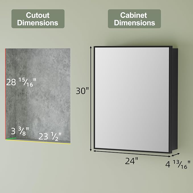 Buruis 24" x 30" Framed Medicine Cabinet - Image 2