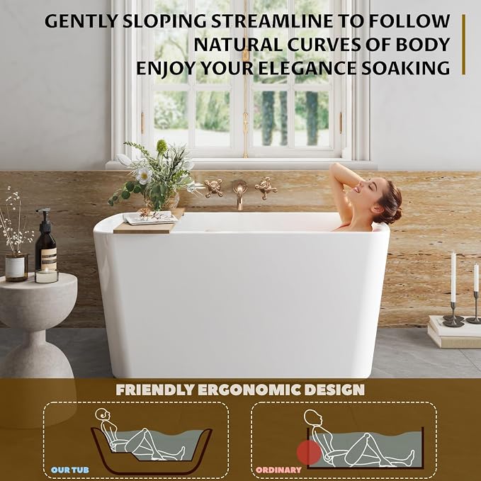 49" Free Standing Tub, Acrylic Soaking Bathtub, Stand Alone Freestanding Tub - Image 4