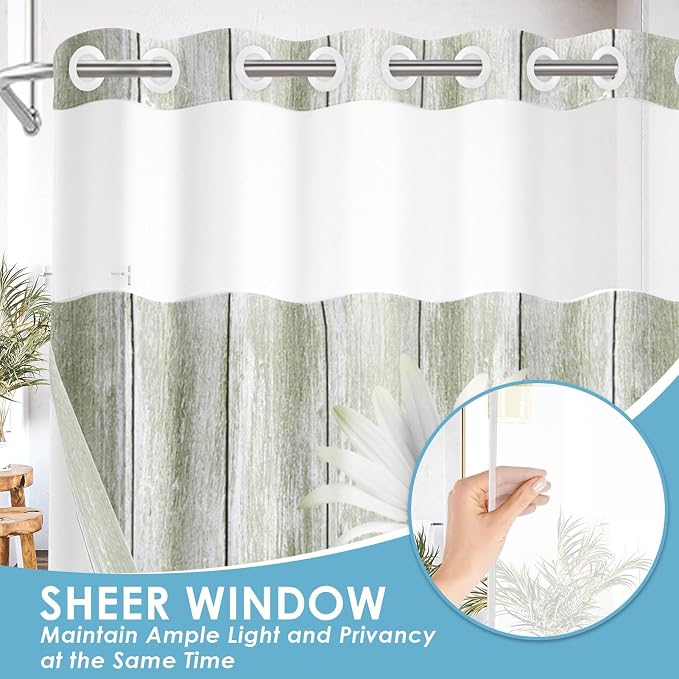 No Hook Daisy and Butterfly Shower Curtain - Image 4