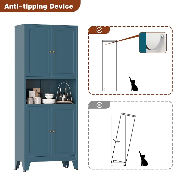 Metal Pantry Cabinet, Tall Kitchen Cabinet - Image 3