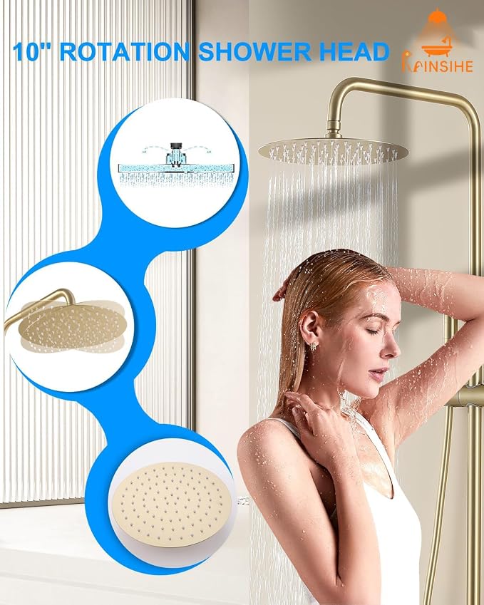 Outdoor Shower Kit Gold, Exposed Shower System - Image 3