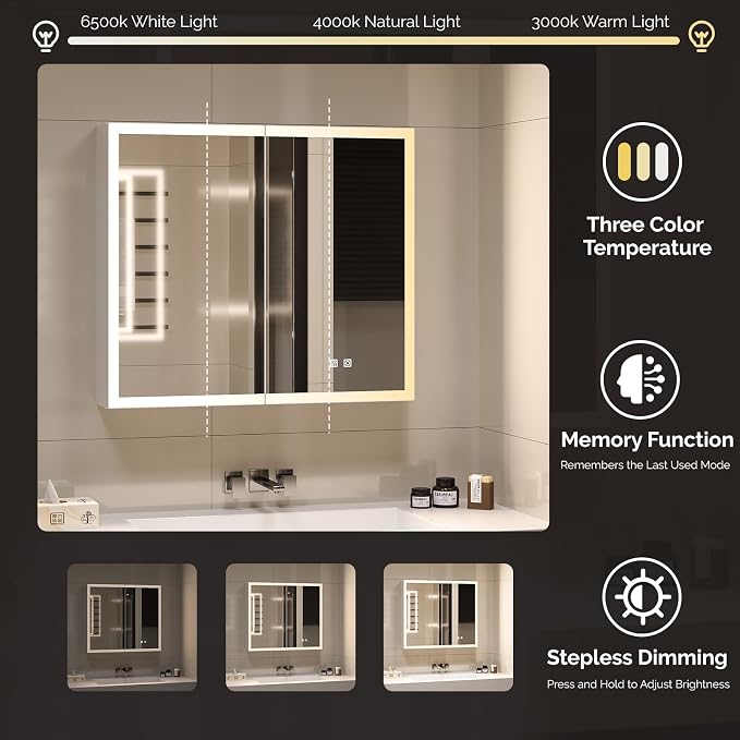 VINGLI Lighted Medicine Cabinet - Image 4