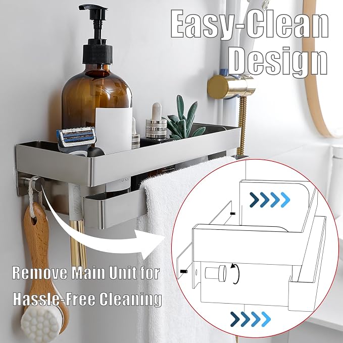 No Drilling Shower Caddy Adhesive Rustproof Bathroom Organizers and Storage - Image 4