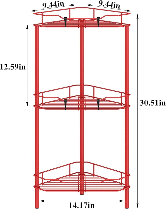 3 Tier Floor Standing Corner Shower Caddy Organizer Shelf - Image 7