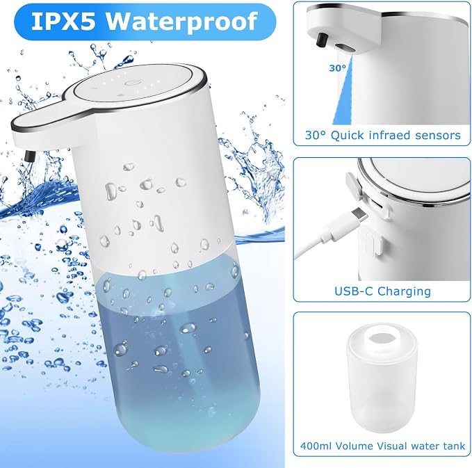2 Pack Soap Dispenser, Automatic Liquid Soap Dispenser Touchless, 13.5oz/400ml - Image 3
