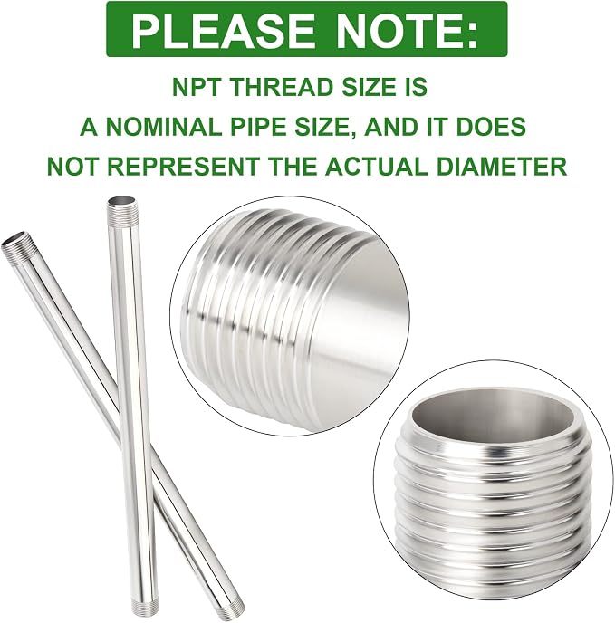 TAISHER 2PCS Stainless Steel Pipe Fittings, 3/8" NPT Male x 3/8" NPT Male - Image 4