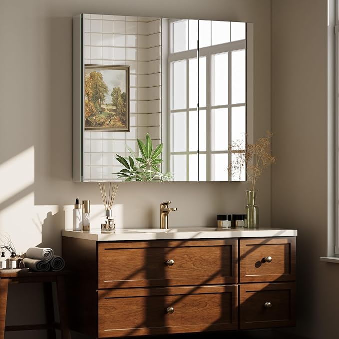Bathroom Medicine Cabinet with Mirror, 36 Inch x 26 Inch Bathroom Mirror - Image 9