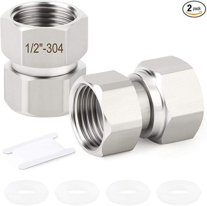 TAISHER 2PCS 304 Stainless Steel Flexible Movable Connector, 1/2" Female by TAISHER