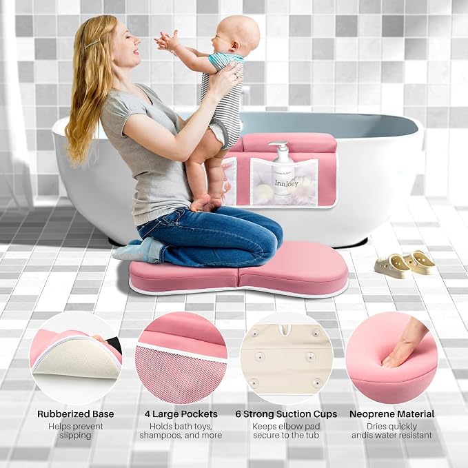 Odor-Free Baby Bath Kneeler and Elbow Rest Pad Set, 1.6'' Thick, Quickly Dry - Image 2