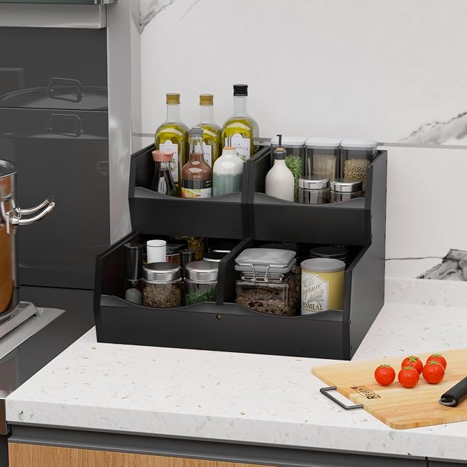 3 Set Bamboo Pantry Organizers and Storage, Open Front Vegetable Fruit - Image 2