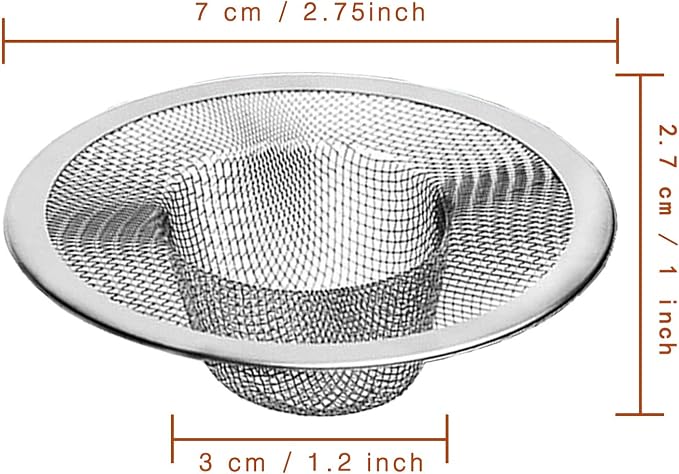 2pcs Heavy Duty Stainless Steel Slop Basket Filter Trap, 2.75" Top / 1" Mesh - Image 2